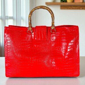 Women’s Handbag Designer Italian Leather Weekender Bag – Nova Red